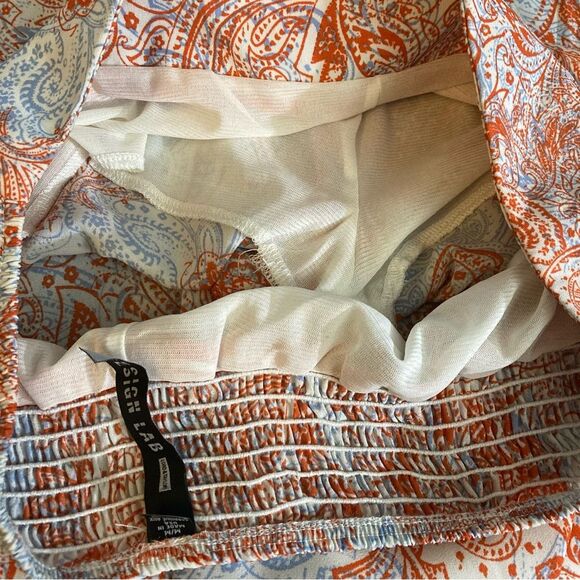 Lord & Taylor Design Lab Orange Blue White Flare Pants Medium Retro - Picture 11 of 14